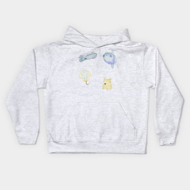 Sea creature medley Kids Hoodie by isarol